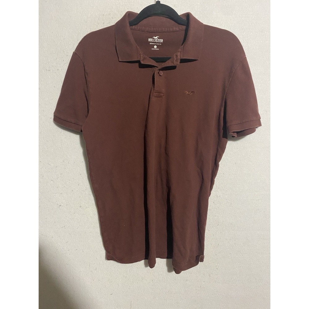 Hollister Men's Advanced Stretch Icon Logo Pique Polo Shirt In Burgundy Size S‎